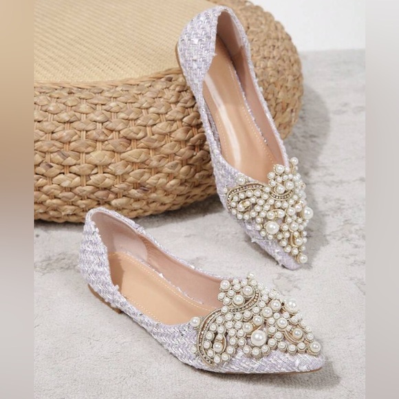 Faux Pearl Embellished Luxe Flats - Picture 6 of 6